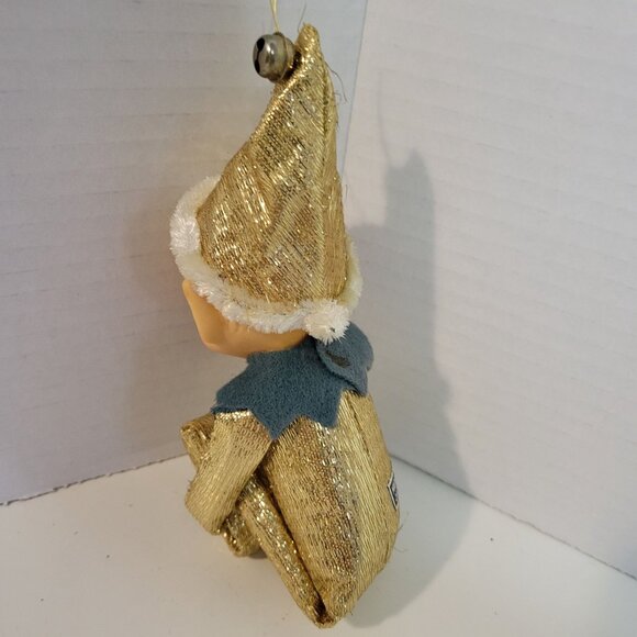 Vintage Gold Lame Pixie Elf Japan Retro Christmas Decor - Picture 4 of 5